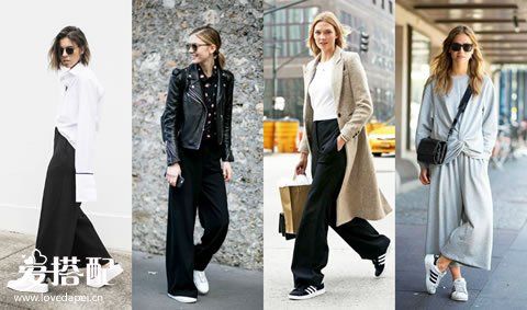 球鞋+阔腿裤，这才是2017秋季最高级又时尚的搭配